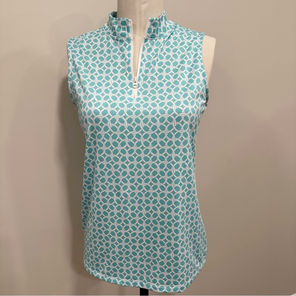 TOMMY BAHAMA Active Sleeveless Printed Zip-Collar Shirt Size Small New
